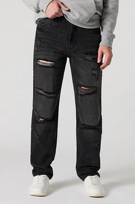 Heavy Distressed Straight Leg Jean