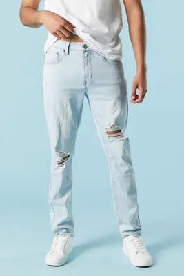 Light Wash Distressed Slim Jean