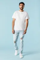 Light Wash Distressed Slim Jean