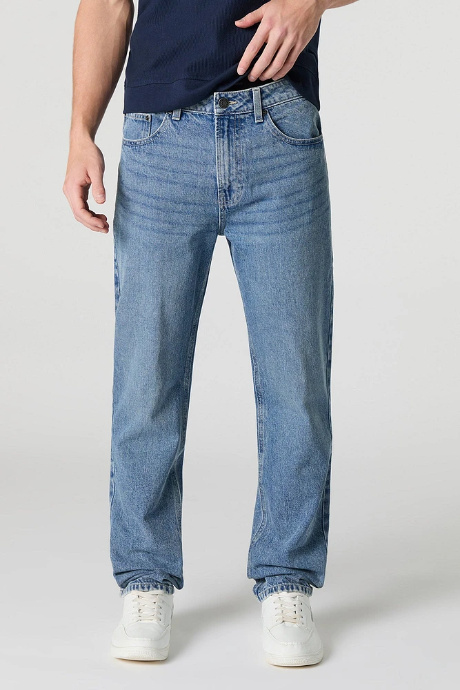 Medium Wash Rigid Straight Leg Jean