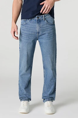 Medium Wash Rigid Straight Leg Jean