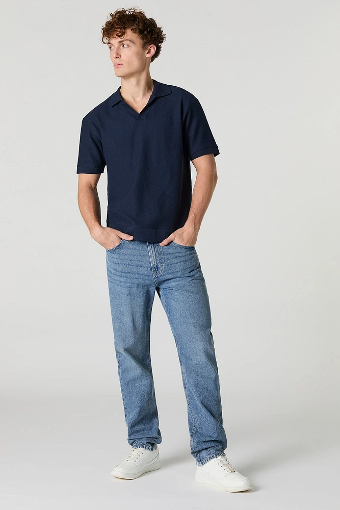 Medium Wash Rigid Straight Leg Jean