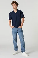 Medium Wash Rigid Straight Leg Jean