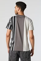 Profound Embroidered Striped Colourblock T-Shirt