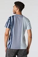 Profound Embroidered Striped Colourblock T-Shirt