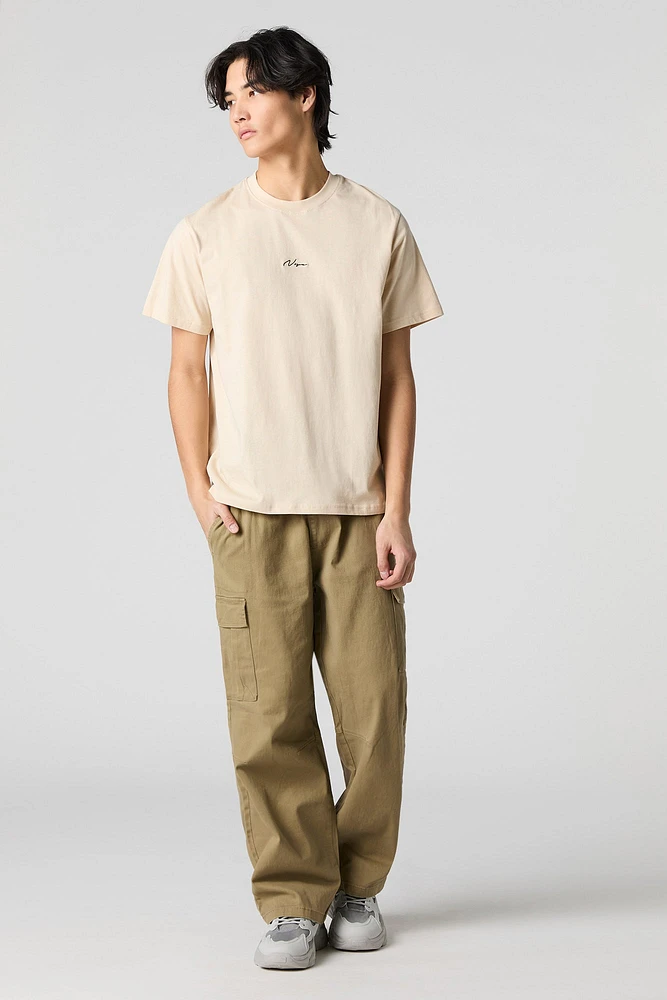 T-shirt ras du cou avec motif brod