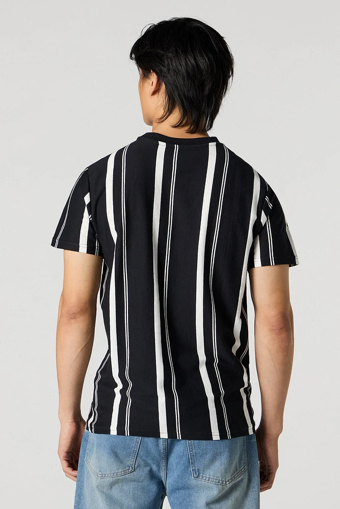 Limited Embroidered Striped Colourblock T-Shirt