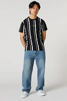 Limited Embroidered Striped Colourblock T-Shirt