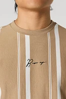 Rise Up Embroidered Striped Colourblock T-Shirt