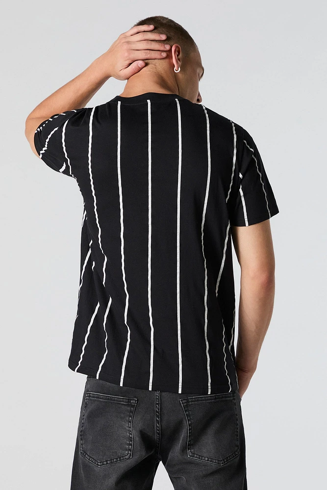 Vertical Striped Crewneck T-Shirt