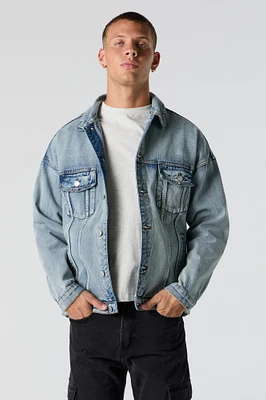 Blouson de style camionneur en denim avec capuchon amovible