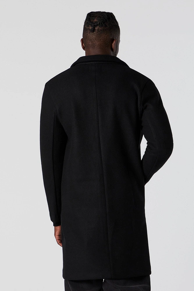 Manteau boutonné long avec col