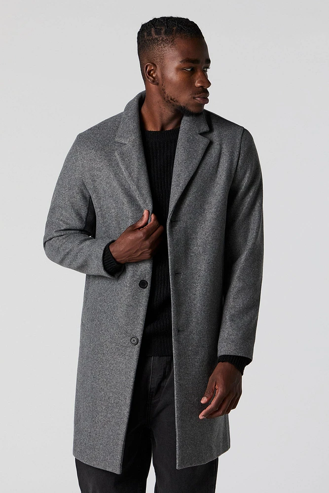 Manteau boutonné long avec col