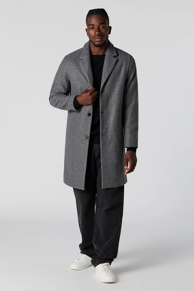 Manteau boutonné long avec col