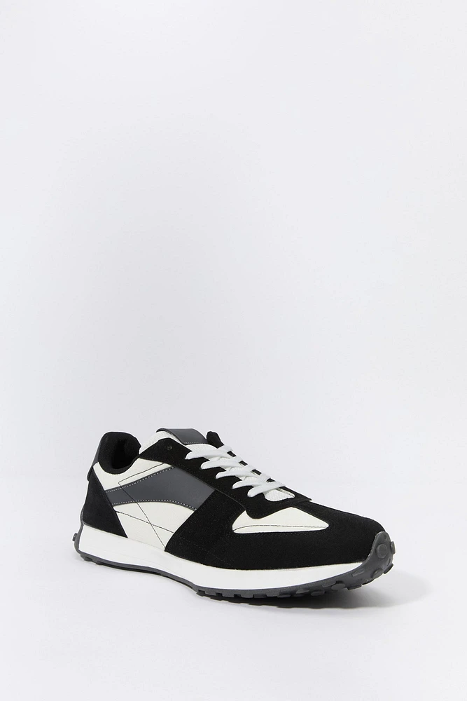 Faux Suede Colourblock Running Shoe