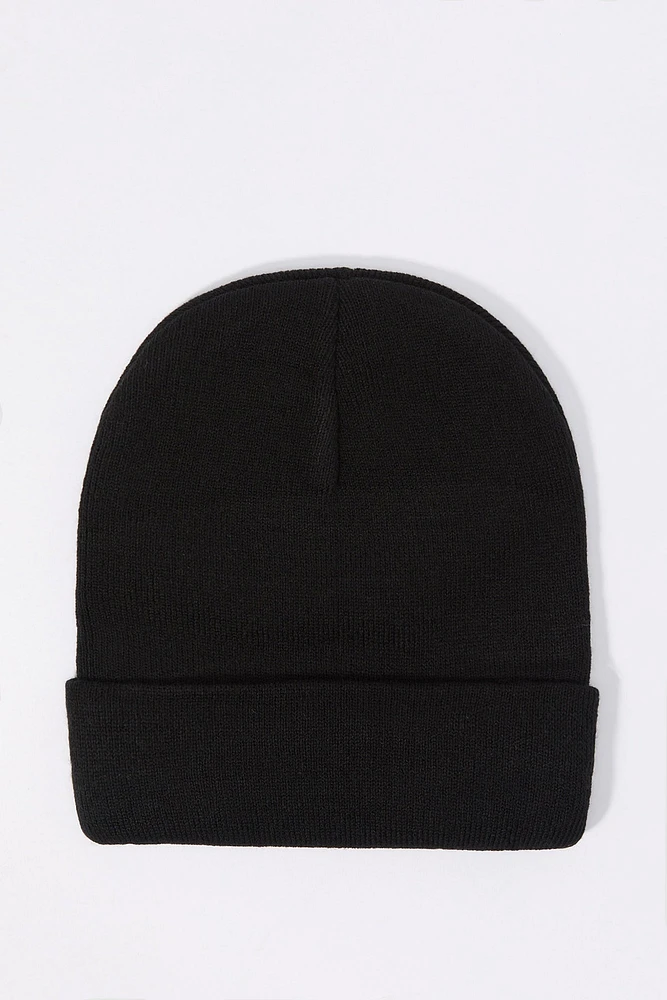 Embroidered Ribbed Knit Beanie