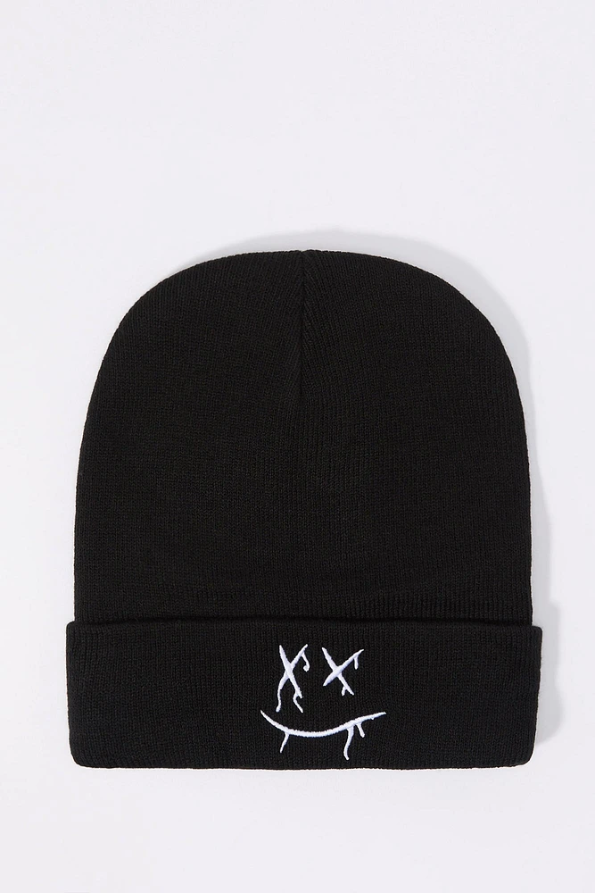 Embroidered Ribbed Knit Beanie