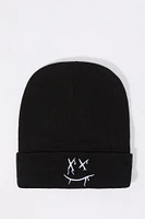 Embroidered Ribbed Knit Beanie