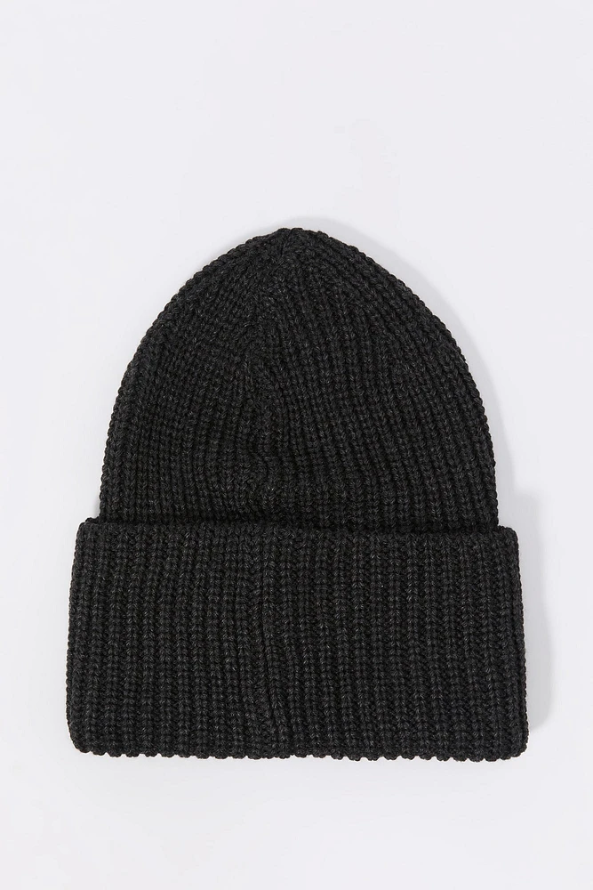 City Patch Ribbed Knit Beanie