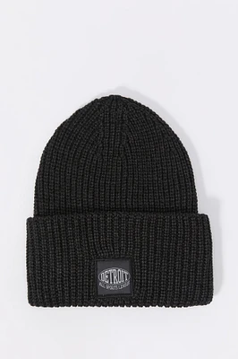 City Patch Ribbed Knit Beanie