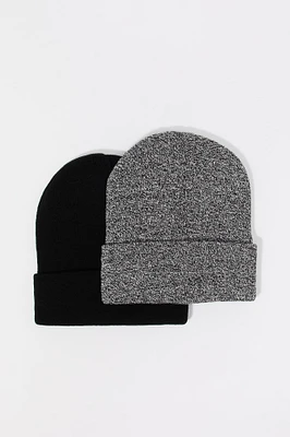 Ribbed Knit Beanie (2 Pack)