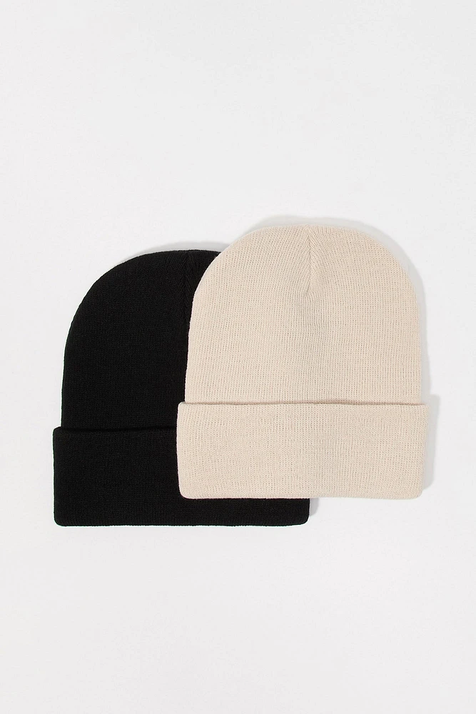 Ribbed Knit Beanie (2 Pack)