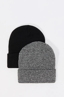 Ribbed Knit Beanie (2 Pack)