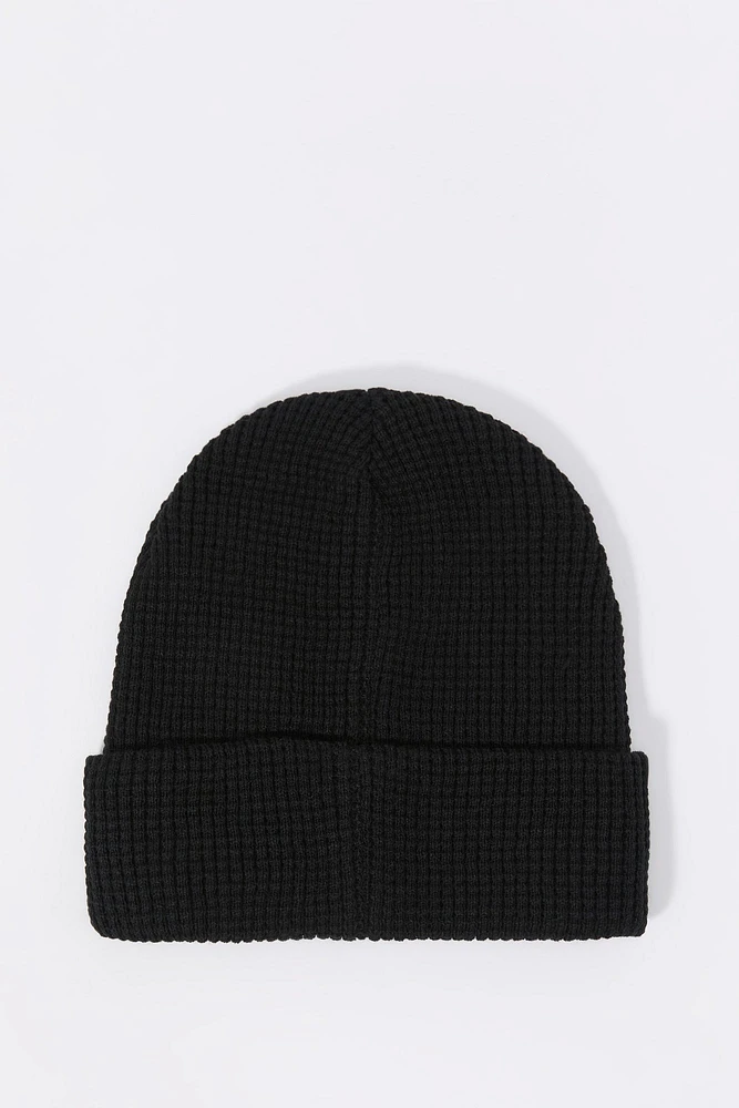 City Embroidered Ribbed Knit Beanie