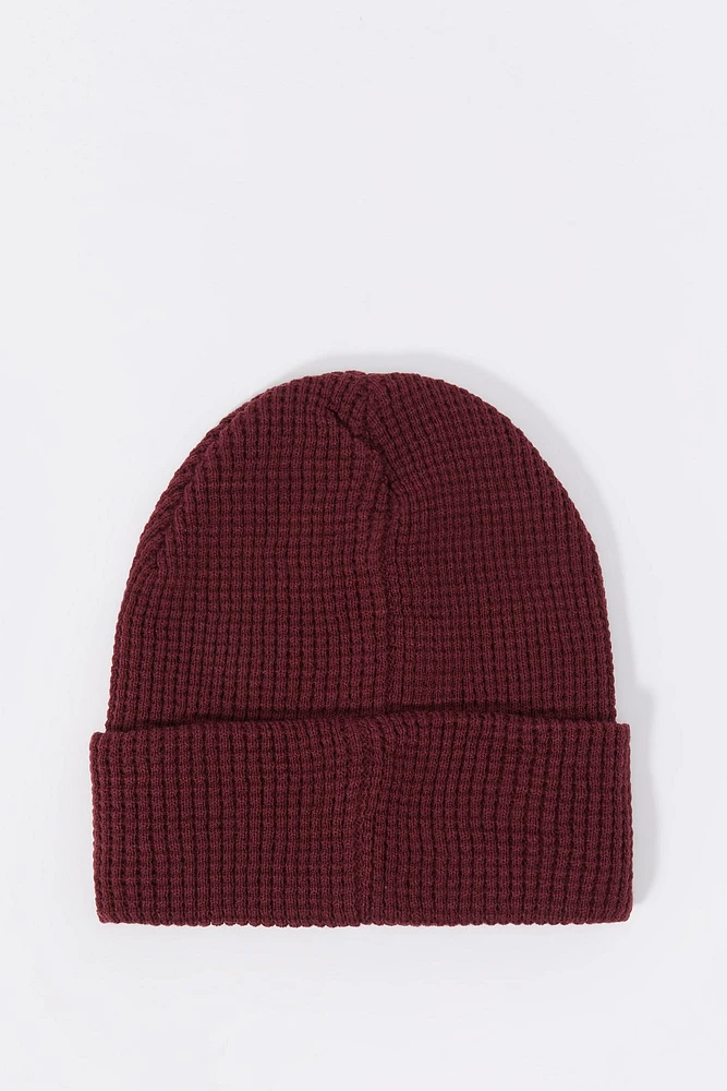 City Embroidered Ribbed Knit Beanie