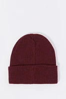 City Embroidered Ribbed Knit Beanie