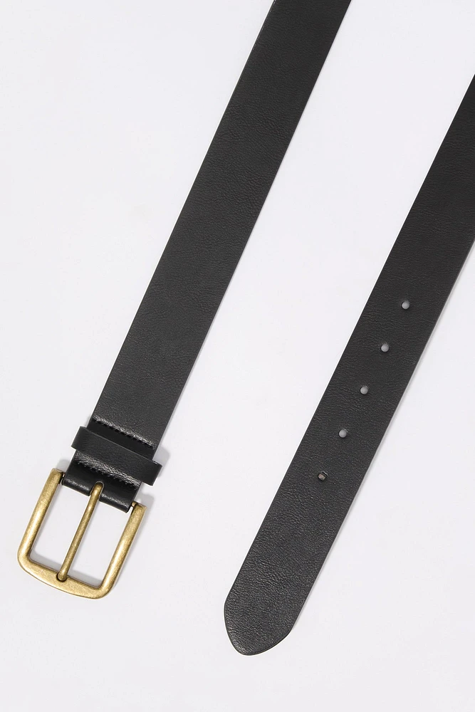 Faux Leather Square Buckle Belt