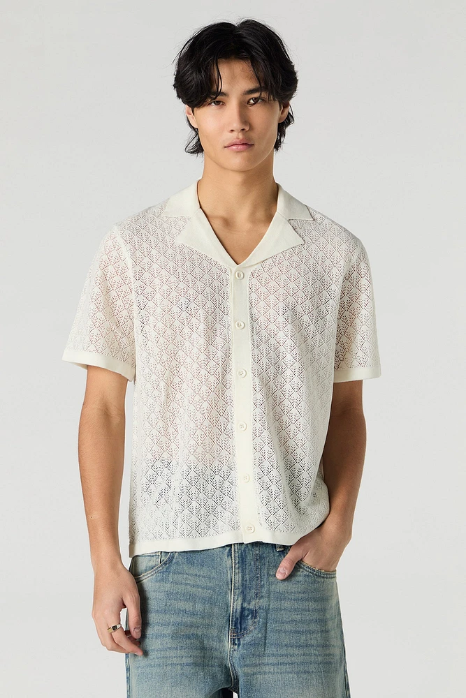 Haut boutonné en tricot de pointelle