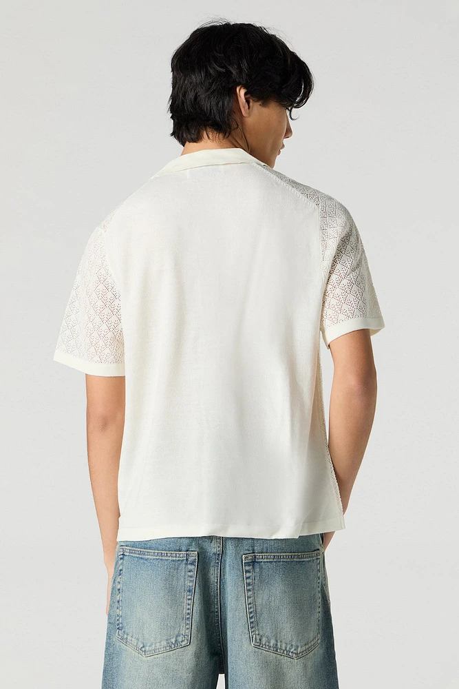 Haut boutonné en tricot de pointelle
