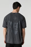 T-shirt ample délavé à imprimé Mortal Saints