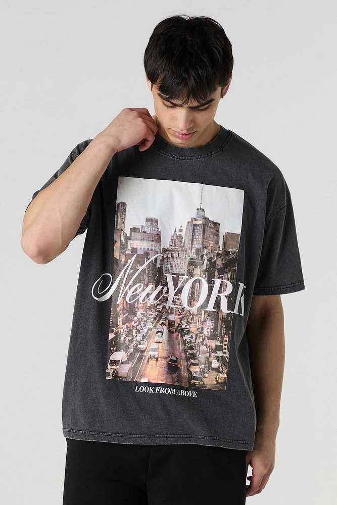 New York Graphic Washed Relaxed T-Shirt