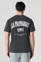 T-shirt ample délavé à imprimé LA Privilege