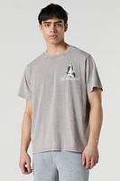 T-shirt ample délavé à imprimé Worldwide