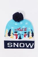 Tuque de Noël à imprimé Let it Snow illuminé