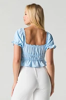 Tie Front Lace Trim Crop Top
