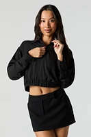 Zip-Up Collared Long Sleeve Top