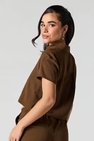 Flowy Cropped Button-Up Top