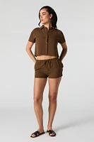 Flowy Cropped Button-Up Top