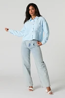 Corduroy Cropped Button-Up Top