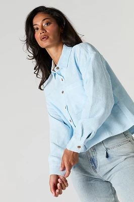 Corduroy Cropped Button-Up Top