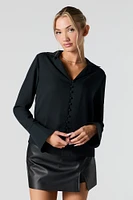 Button Front Bell Sleeve Blouse