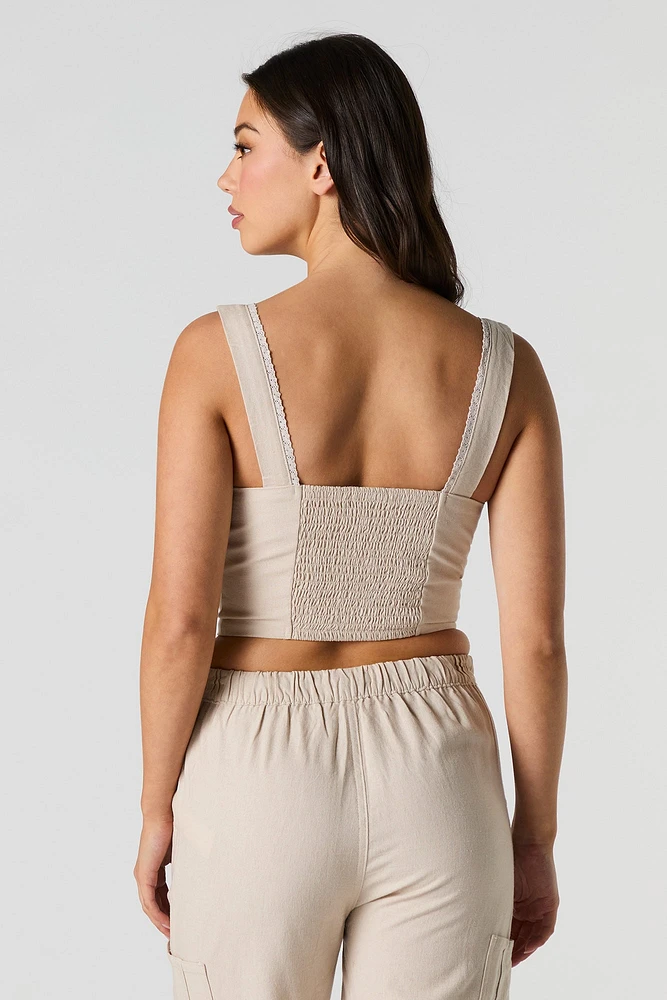 Débardeur-corset en mélange de lin avec fermeture à glissière