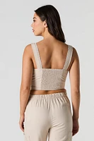 Débardeur-corset en mélange de lin avec fermeture à glissière