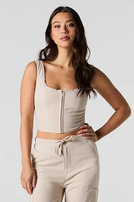 Débardeur-corset en mélange de lin avec fermeture à glissière