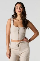 Débardeur-corset en mélange de lin avec fermeture à glissière