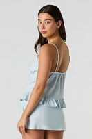 Linen-Blend Lace Trim Cami